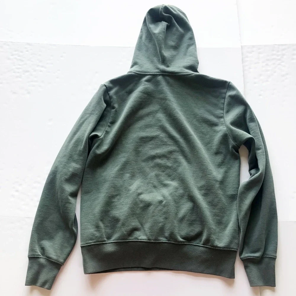 The North Face Sweatshirt Mens Small Graphic Hoodie Green Vertical Logo Pullover